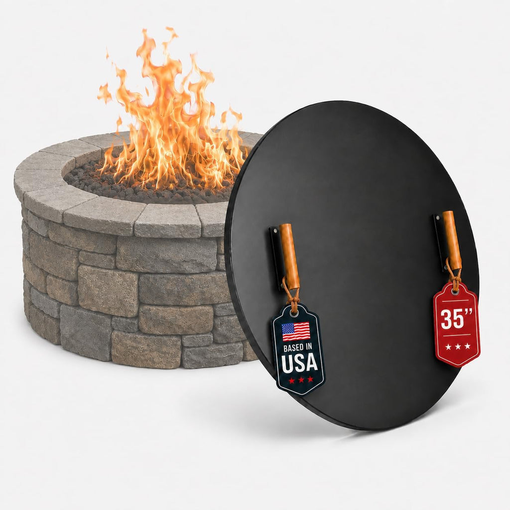 FEBTECH - 35" Round Fire Pit Cover Lid - Fits 32" Fire Pit Fireplace Lid
