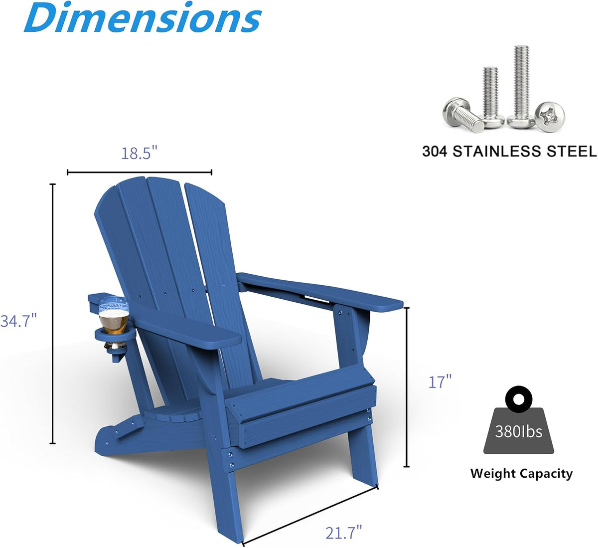 glanc folding adirondack chairs set of 2, hdpe, close-up detail