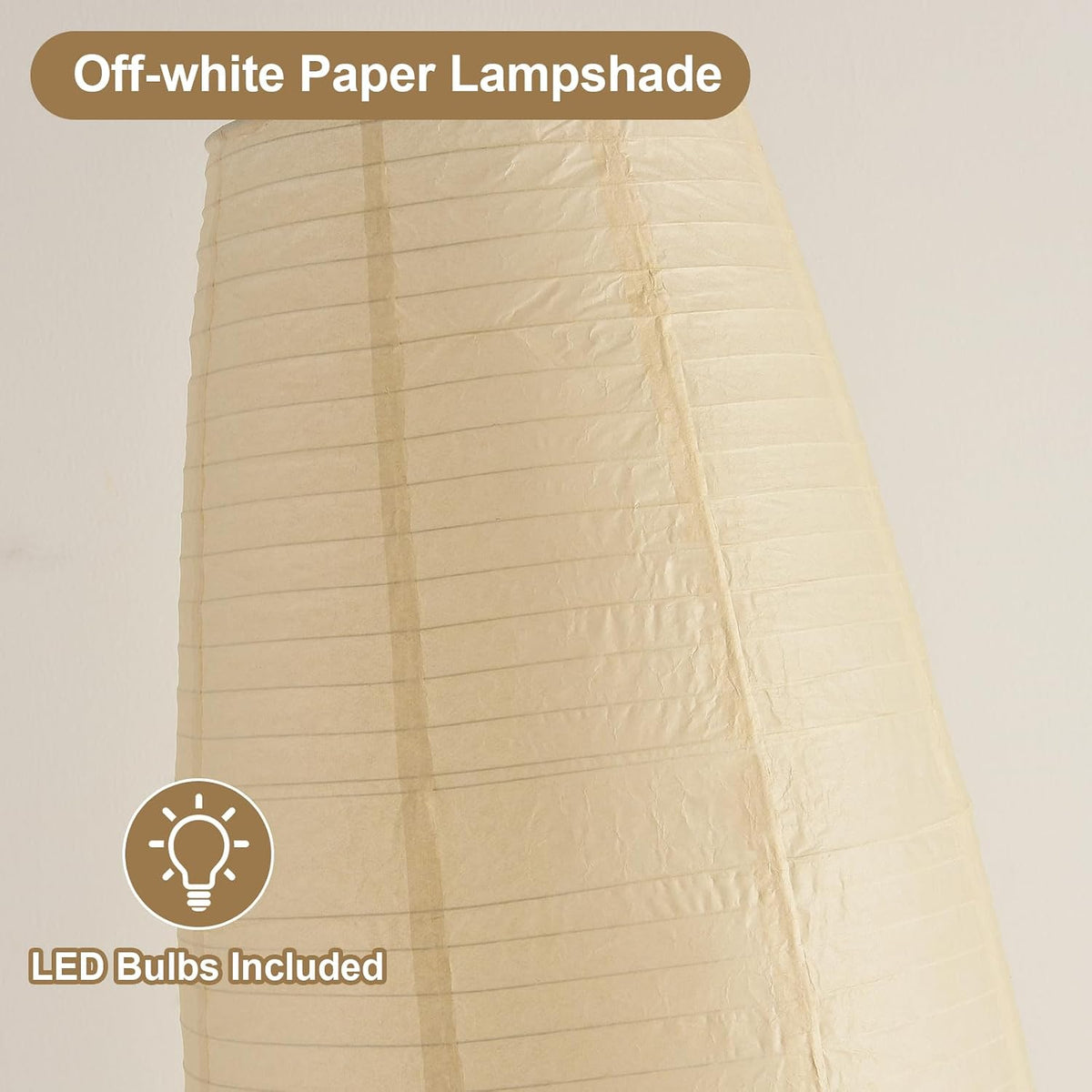 Off-White Paper Lamp Paper Floor Lamp, 3-Lights Bulbs Included