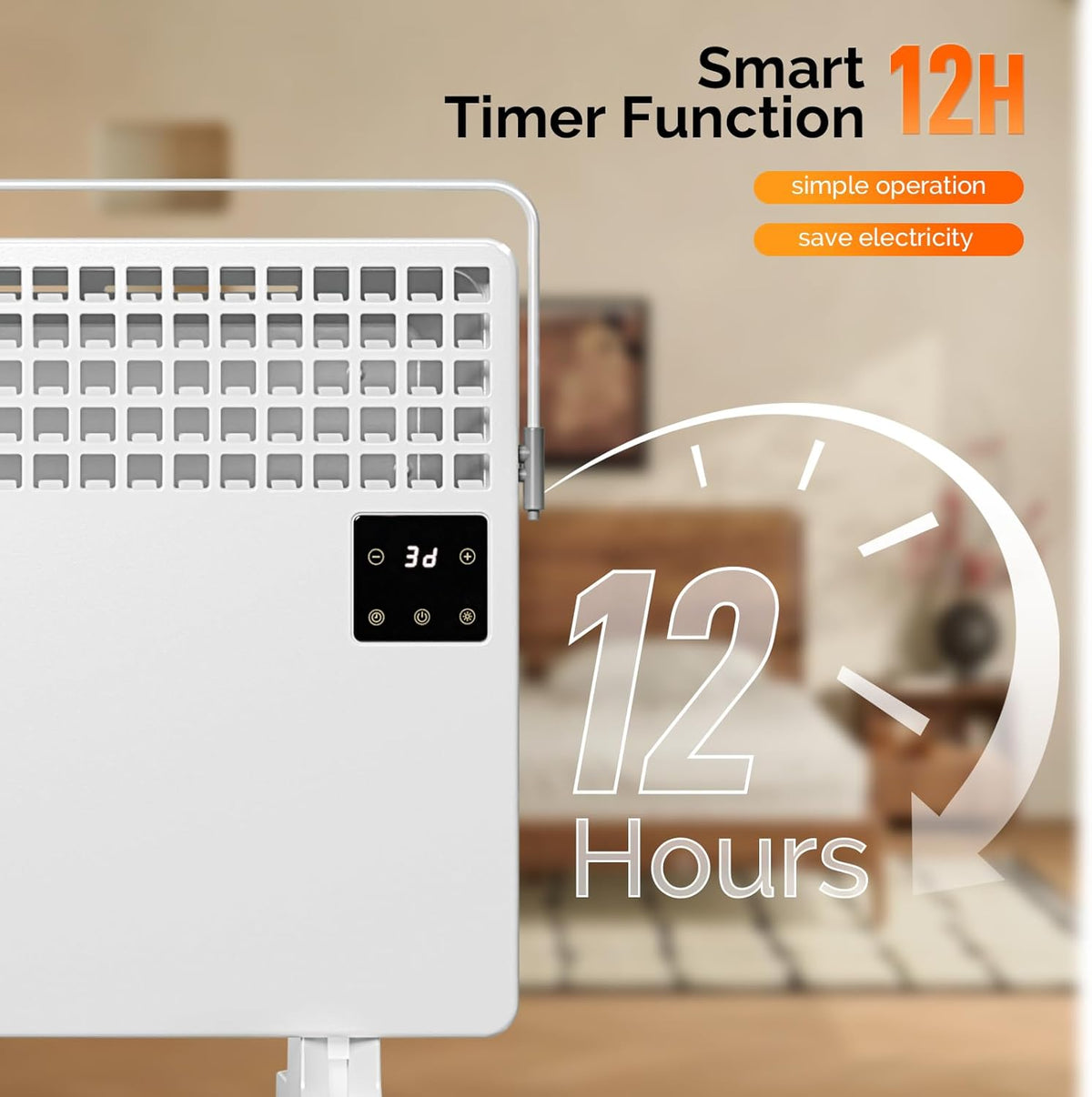 ROVSUN 1500W Panel Heater with Remote Control, 2-in-1 Electric Panel Space Heater with Clothes Rack, LCD Touch Screen & Temperature Adjustment, for Indoor Use, Bedroom, Office, Home, 2 Packs