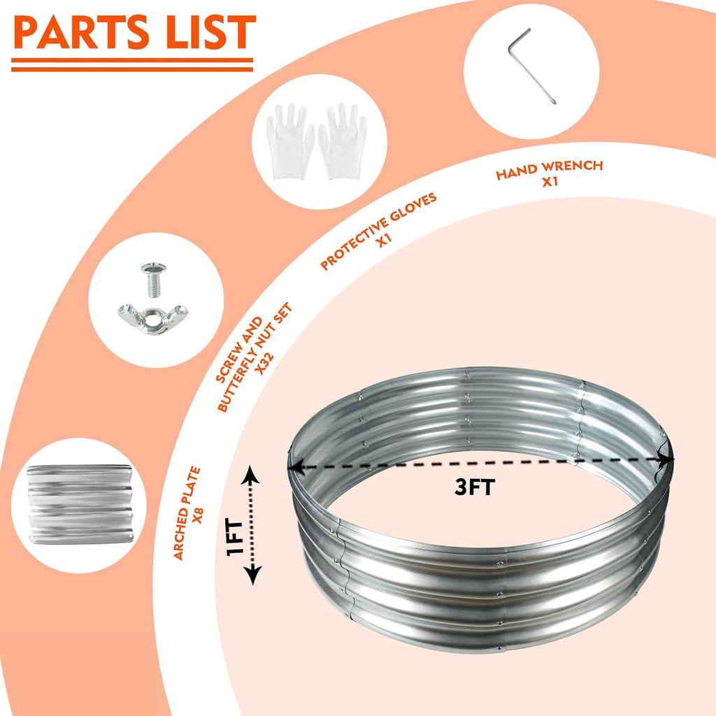 12 in tall 36 inch diameter round galvanized showing dimensions