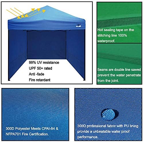 10'x10' Pop Up Canopy Tent Commercial Instant Shelter, with 4 Removable Zippered Side Walls and Heavy Duty Roller Bag, 4 Sand Bags White