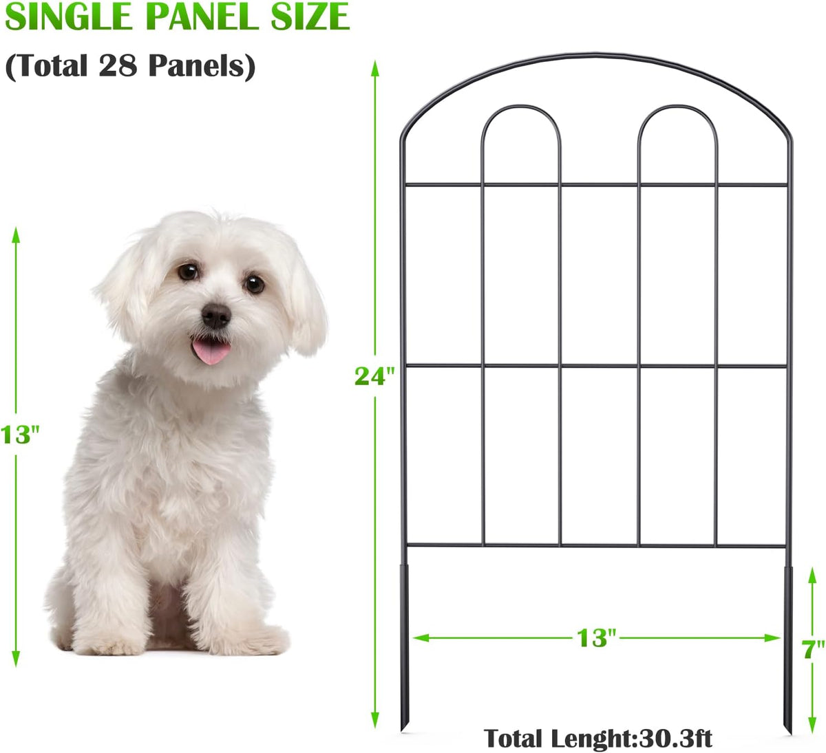 Decorative Garden Fence 24in x 30ft, Flower Bed Fencing Panels