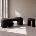 53" Sherpa Nesting Ottoman Bench Set, Black
