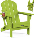 MUCHENGHY Folding Adirondack Chairs, HDPE Patio Chair, Lemon Green