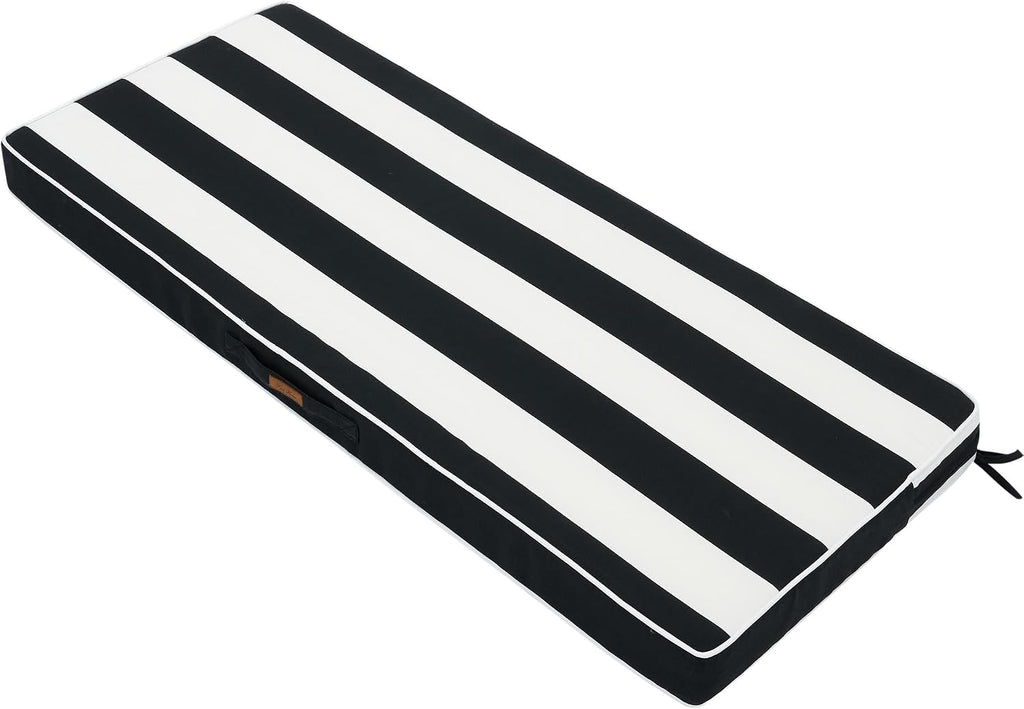 Outdoor Bench Cushion for Patio Furniture, 48x18Inch-Black White Stripe