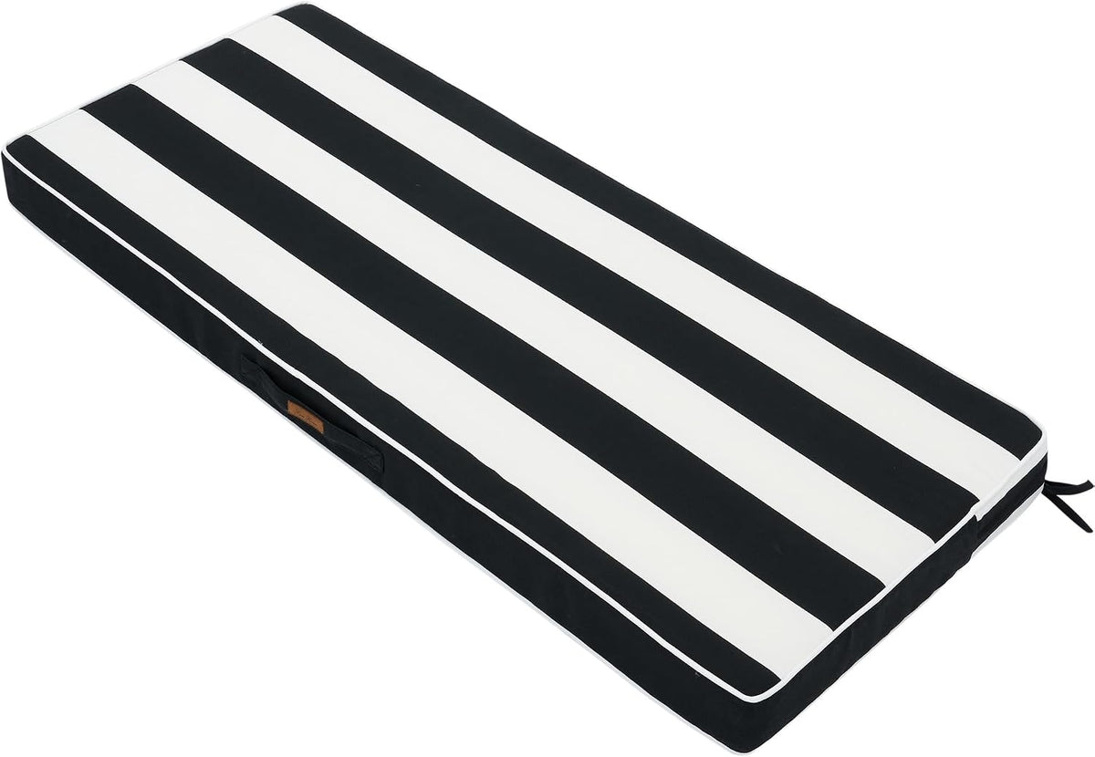 Outdoor Bench Cushion for Patio Furniture, 48x18Inch-Black White Stripe