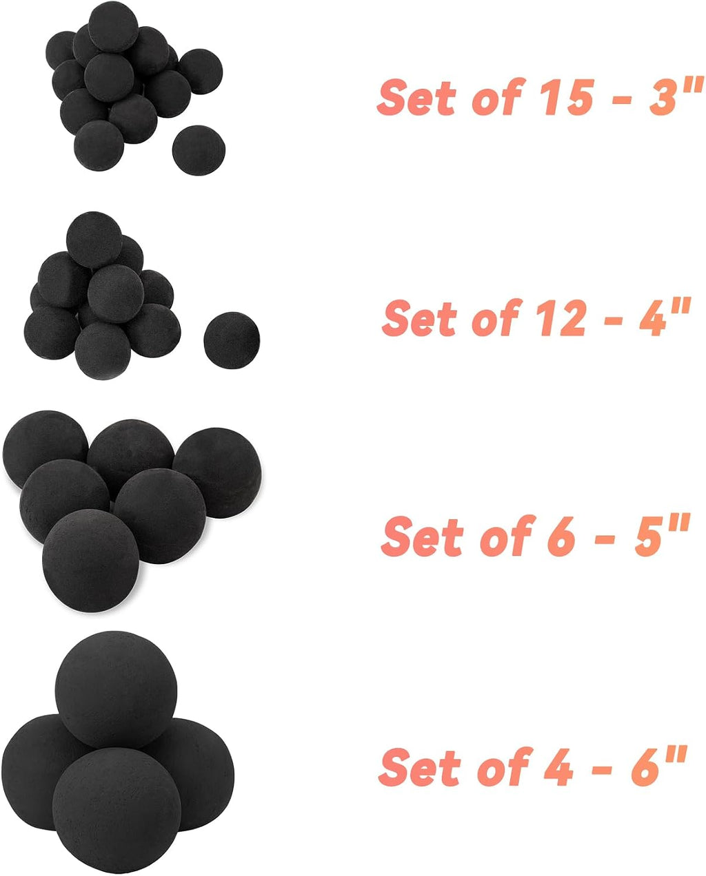 Skyflame 6 Inch Black Round Fire Stones Reusable Fire Pit Balls