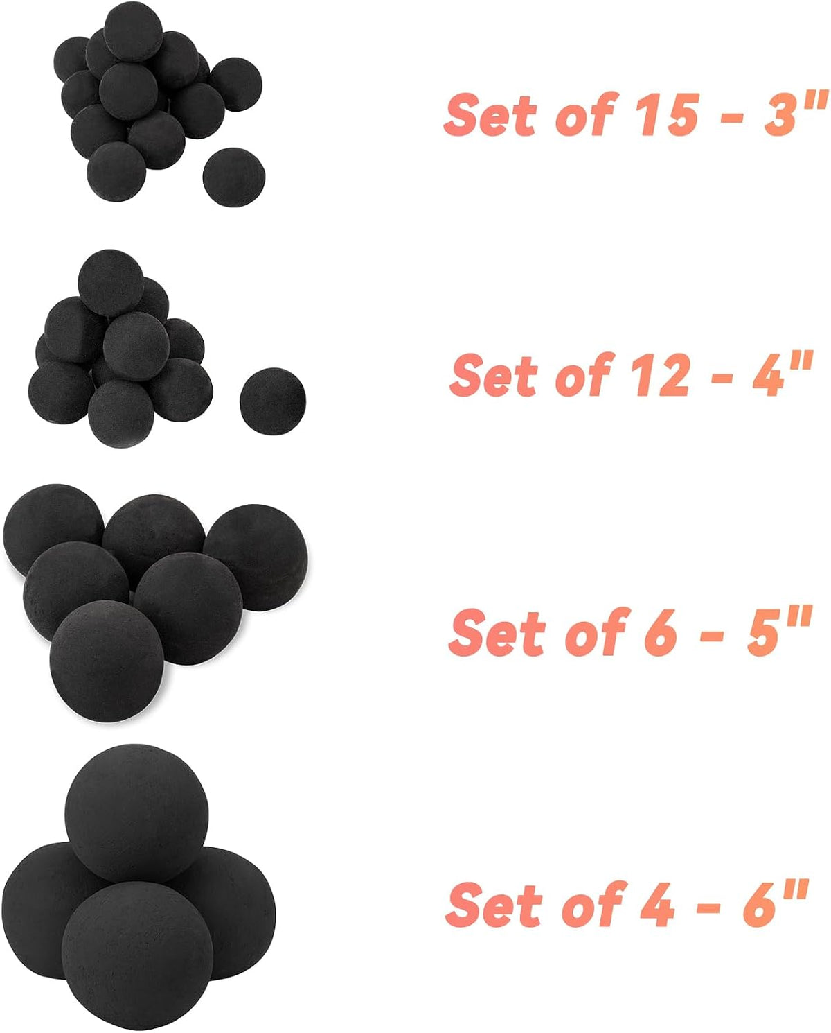 Skyflame 6 Inch Black Round Fire Stones Reusable Fire Pit Balls