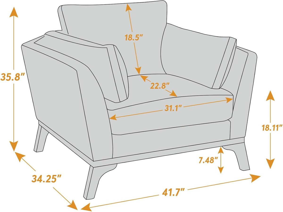 VANOMi 41.7" Large Accent Chair, Comfy Wide Reading Chair, Boucle White