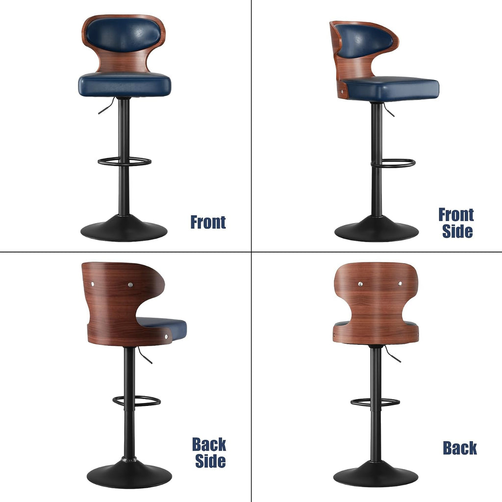 Swivel Bar Stools Set of 4,Adjustable Height Bentwood Barstools