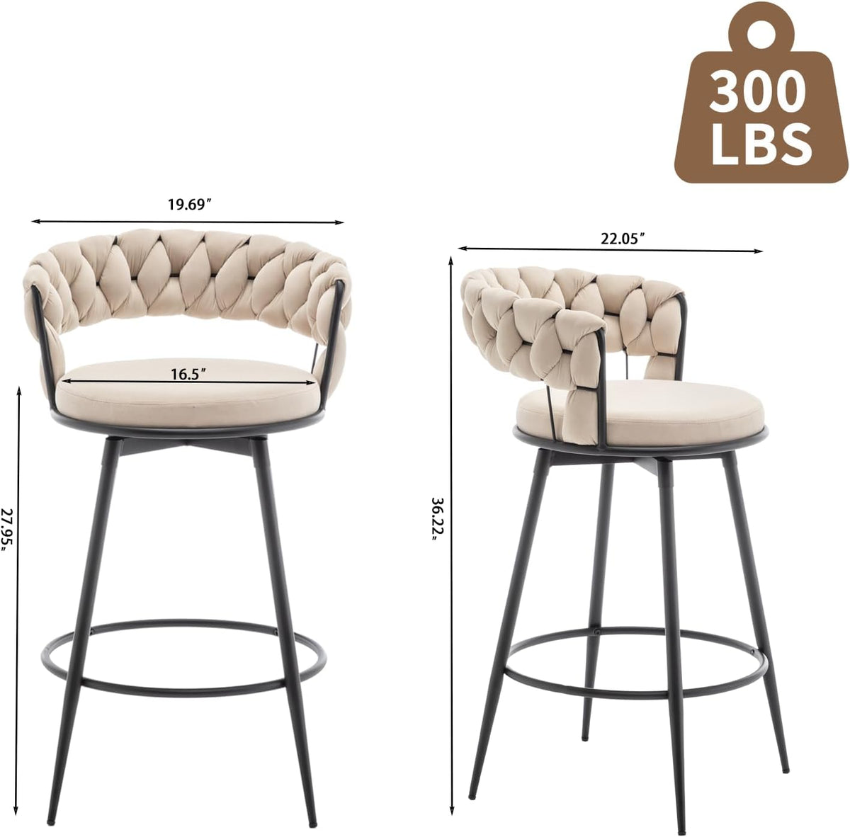 swivel bar stools set of 2, modern barstools shown in use