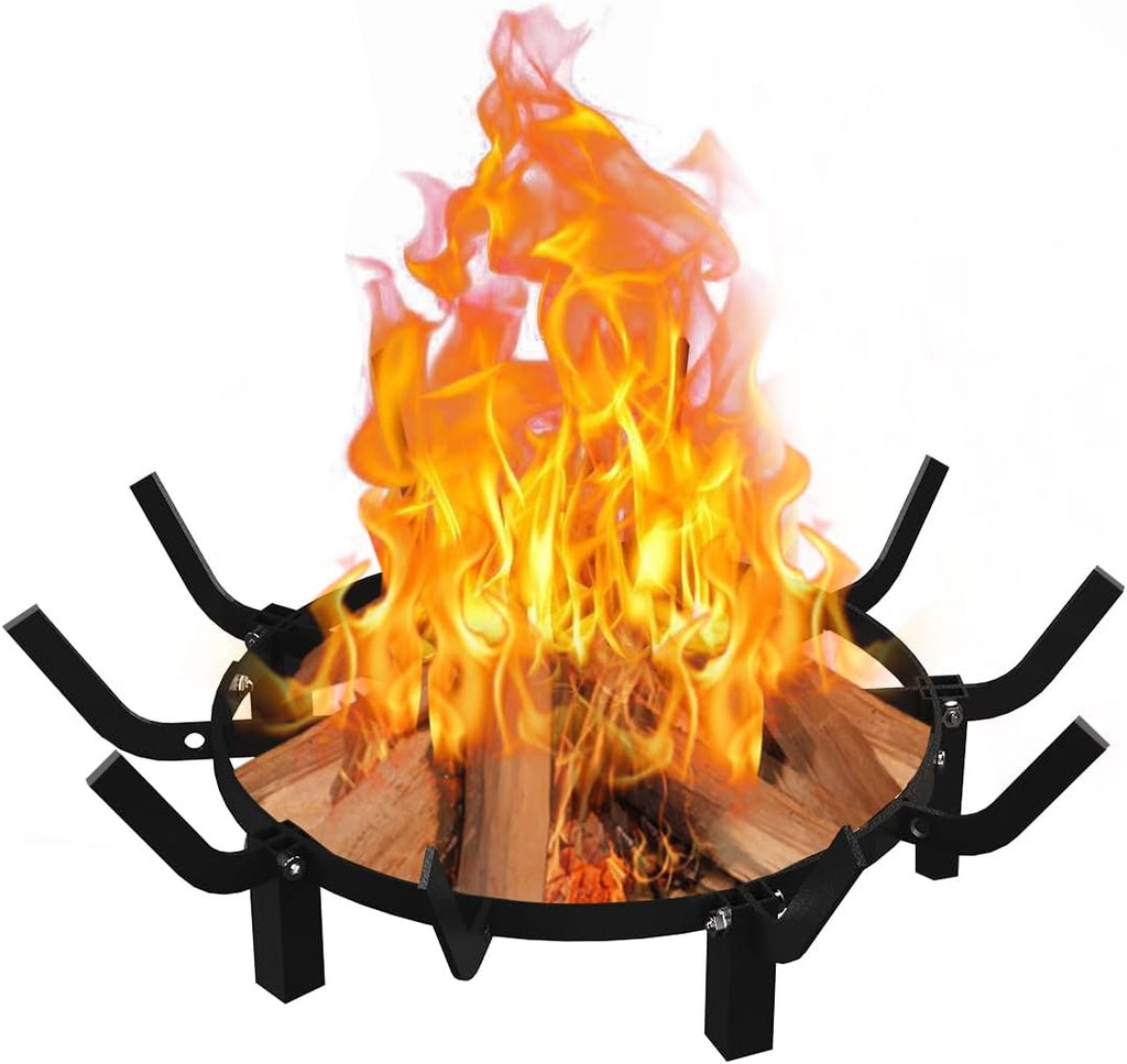 Mondazie Round Fire Pit Grill Grate 24 Inch, Fireplace Grate with 10 Bars