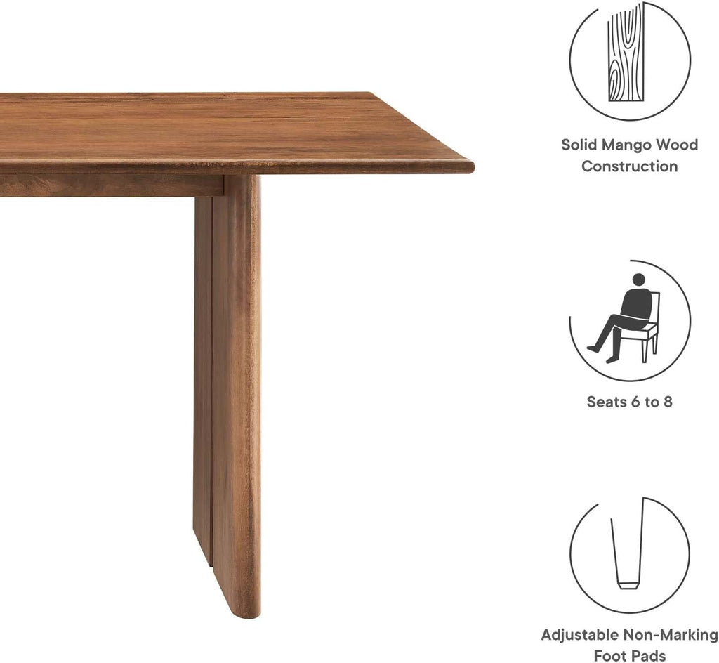 Modway Amistad 72" Solid Wood Modern Farmhouse Rectangular Dining Table in Walnut
