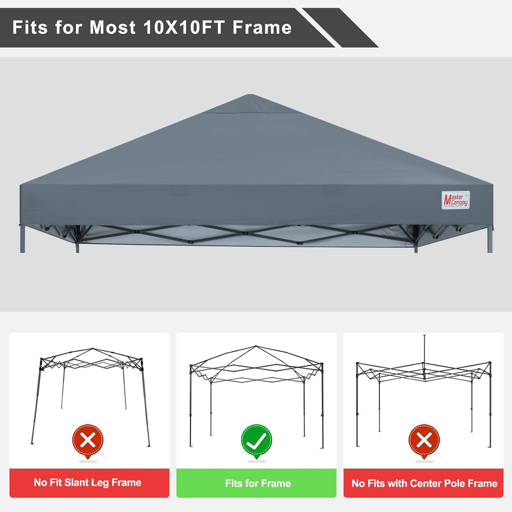 MASTERCANOPY 10x10 Replacement Pop Up Canopy Top Dark Gray
