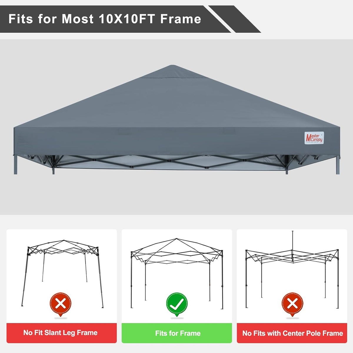 MASTERCANOPY 10x10 Replacement Pop Up Canopy Top Dark Gray