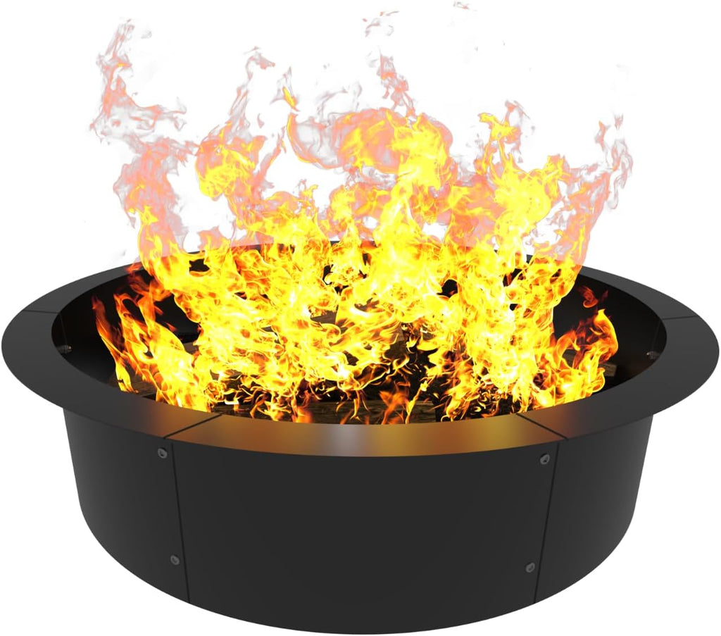 31-Inch Round Outdoor Fire Pit Ring Insert Firepit Kit, Black