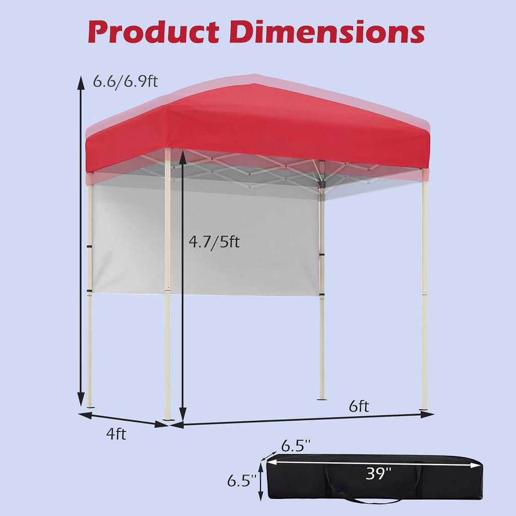 Goplus 6 x 4 FT Pop Up Easy Setup Canopy Tent (Red)
