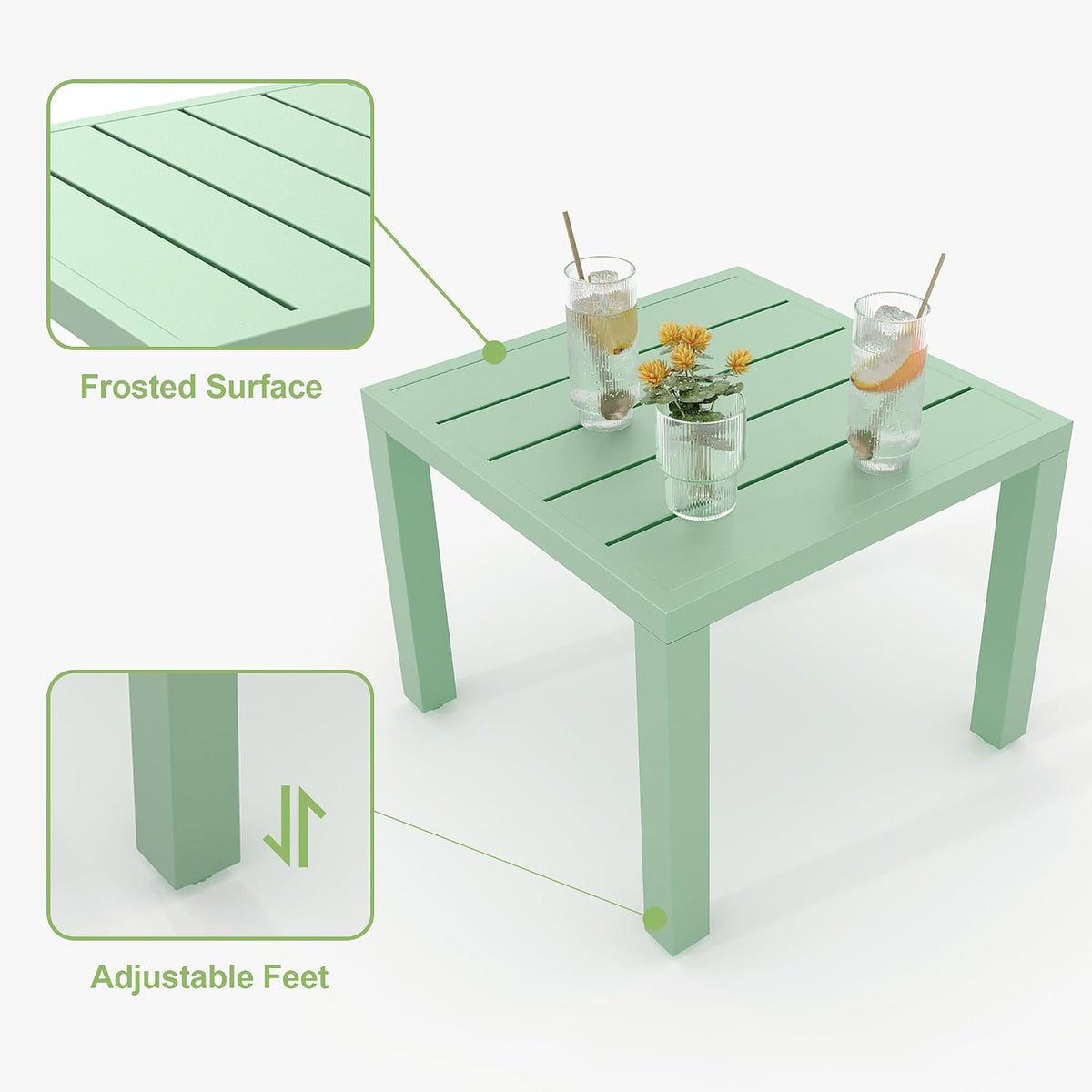 3 Piece Patio Bistro Set, Stackable Patio Dining Set, Green