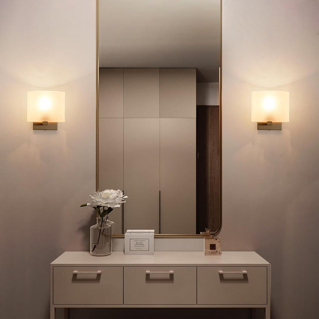 Small Flat Modern Acrylic Indoor Hardwired Gold Wall Sconce Light