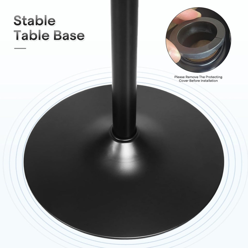 Athena Collection Bar Table Modern Round Cocktail Table Height Adjustable, Tall Bistro Pub Table with Sturdy Base, Suitable for Home, Kitchen, Pub, Restaurant, Silver