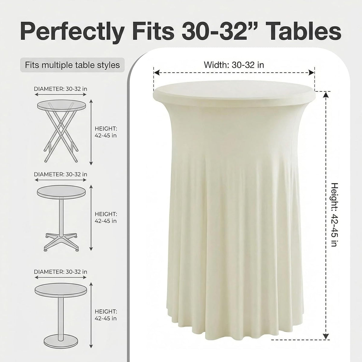 artsocket cocktail table covers, ruffle skirt, 2-pack, spandex, close-up detail