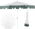 JONATHAN Y Baiona 9 ft. Outdoor Market Patio Umbrella, White/Green