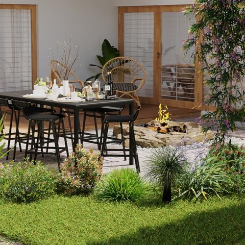Sundale Outdoor Patio Metal Bar Stools, Low Back Modern Counter Height
