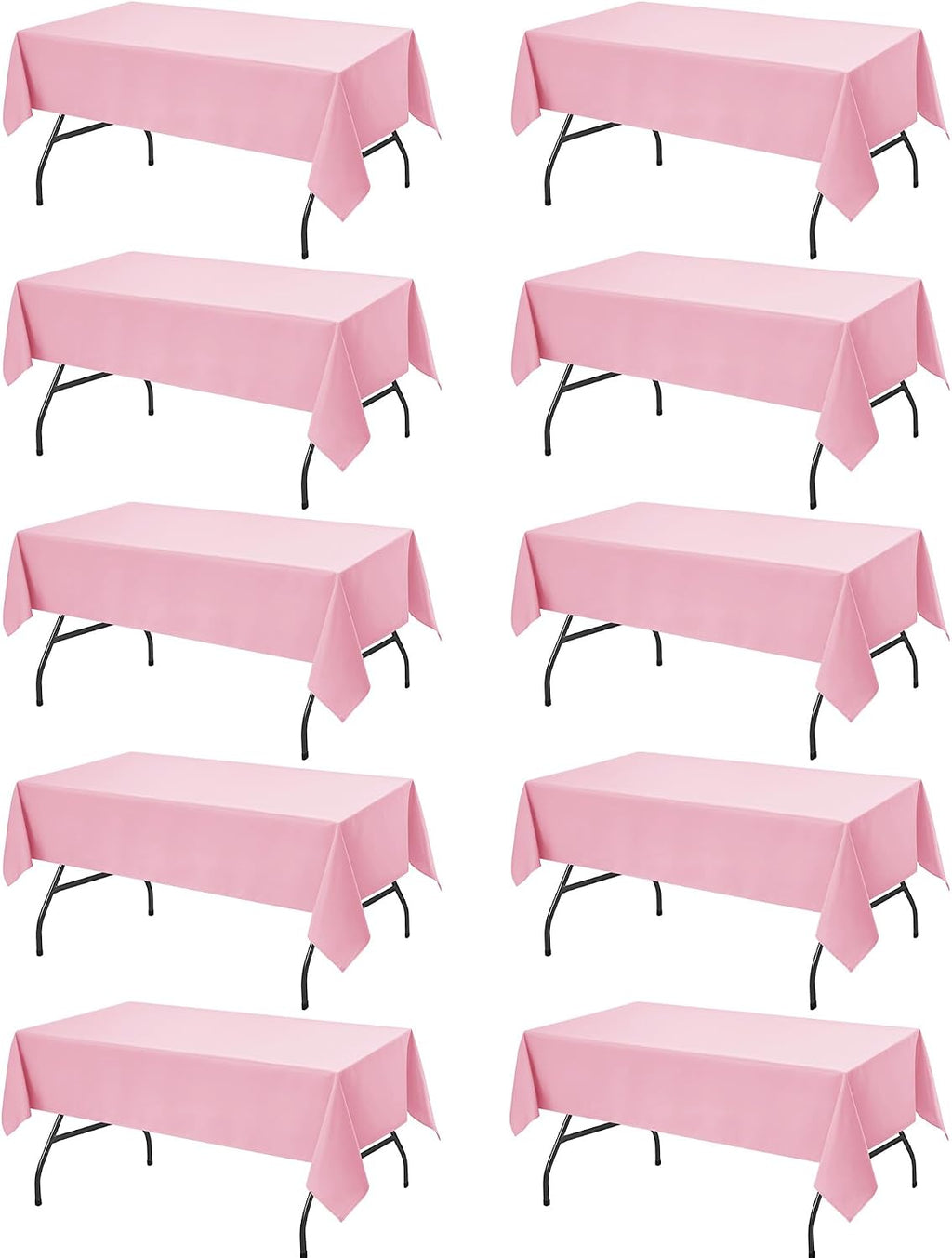 10-Pack Pink Tablecloths for Rectangle Tables, 60 x 102 Inches