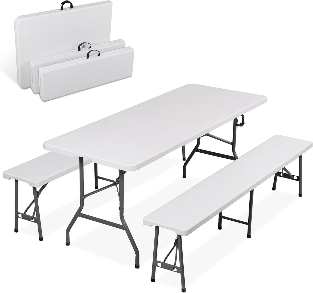ZENY 6 Feet Picnic Table Set with 2 Benches