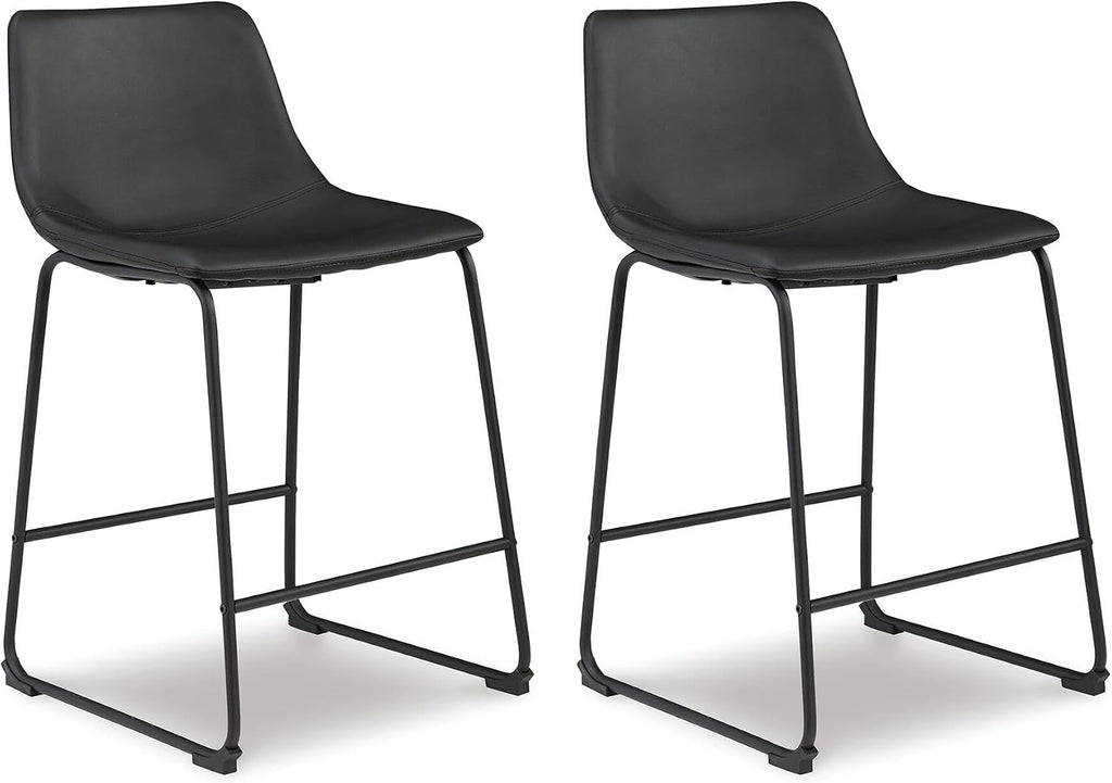 Signature Design by Ashley Counter Height Bar Stool, Set of 2, Black