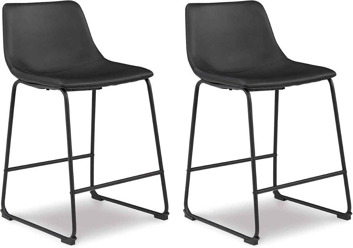 Signature Design by Ashley Counter Height Bar Stool, Set of 2, Black