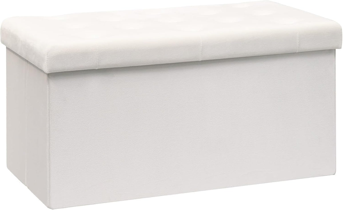 B FSOBEIIALEO Folding Storage Ottoman, 31.5" Long Ottomans Bench, White