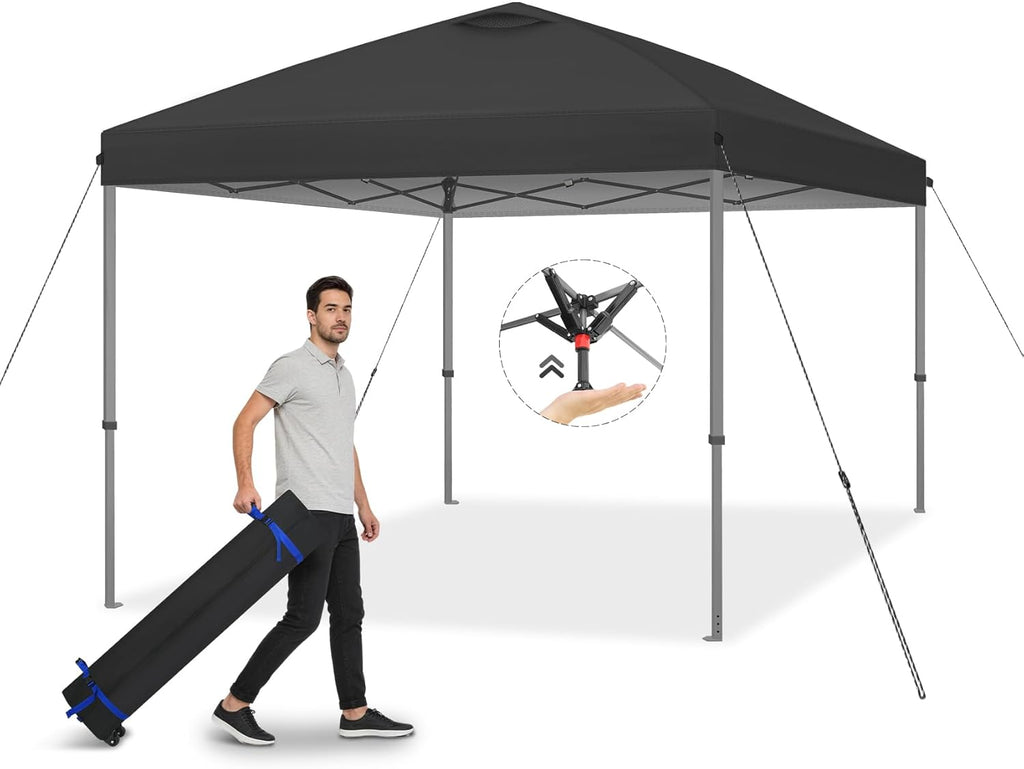 Explore Land 10x10 Pop Up Canopy with One Push Setup, Black