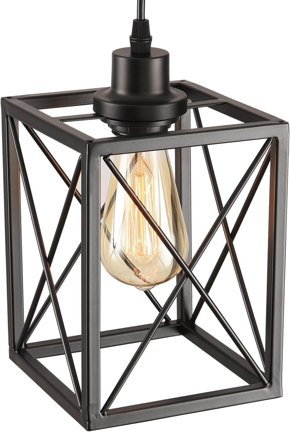 Black Pendant Lighting Modern Pendant Light, Adjustable Pendant Light Fixture,Pendant Lights Kitchen IslandLight (3 Pack Square Pendant Light)