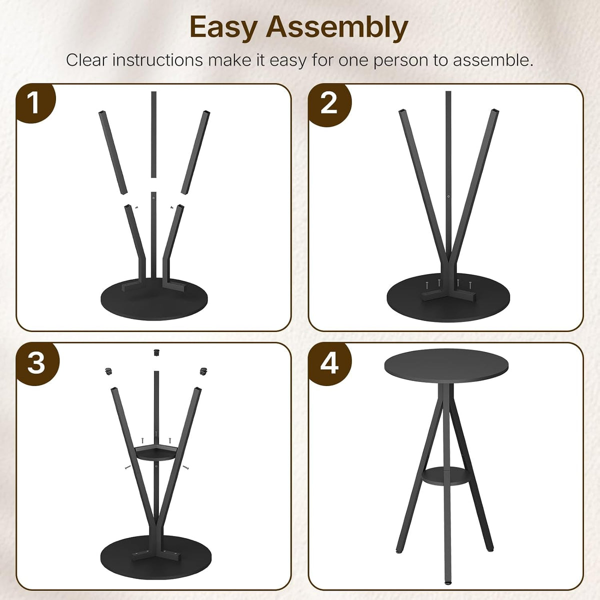 YATINEY Bar Table, 2-Tier Round Pub Table, Counter Height Cocktail Table for Small Spaces, Dining Room, Cafe, Pub, Black BT12BB