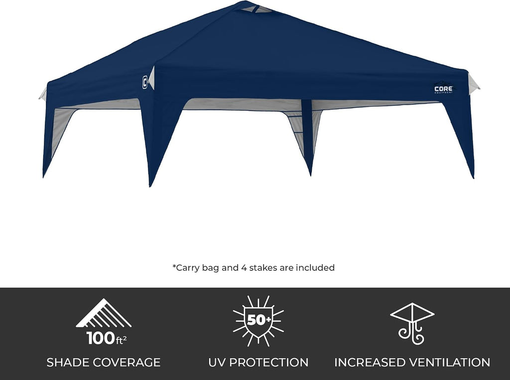 CORE 10x10 Replacement Top for Straight Leg Pop Up Canopy Tent | UPF 50+ Sun Protection with Vented Top and Built-in Storage Pockets