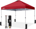 CROWN SHADES 10x10 Pop Up Canopy Tent with One Push Setup, Red
