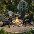Lightweight Folding Adirondack Chair Set of 4, HDPE, Black