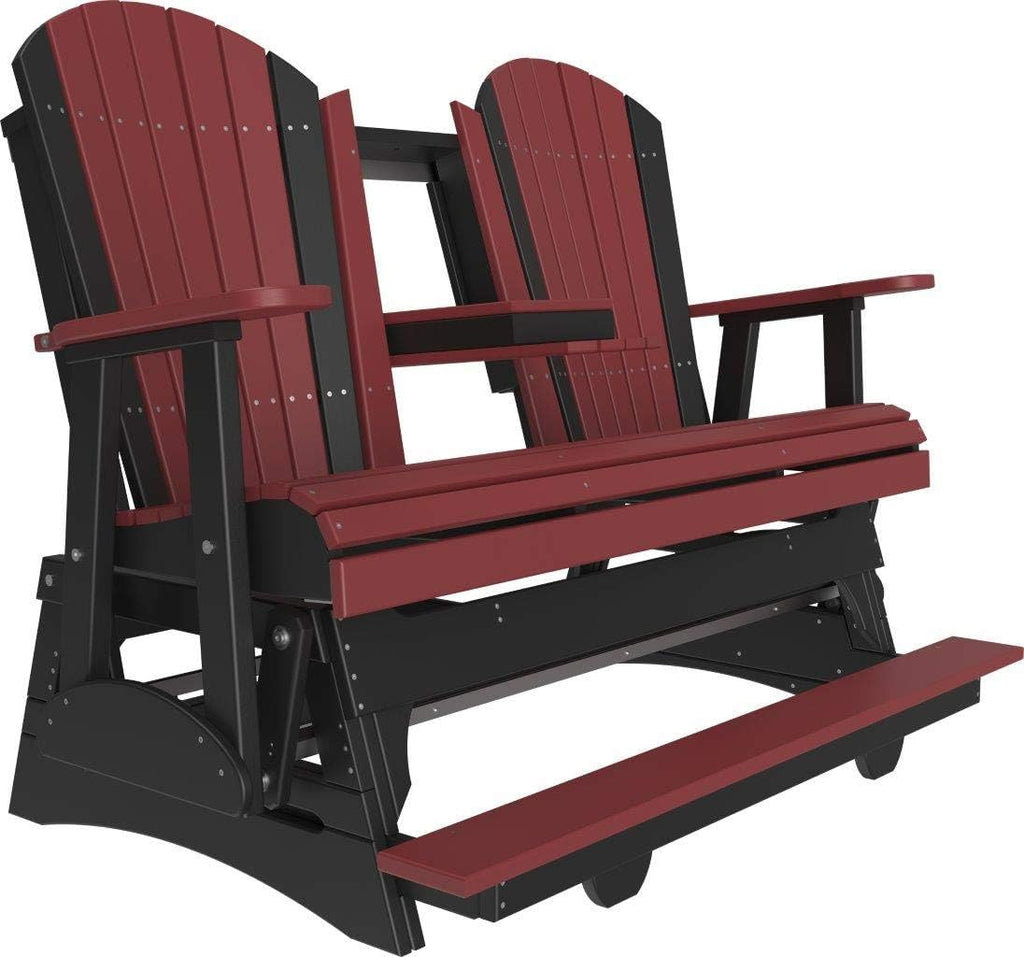 LuxCraft Adirondack Balcony Glider - 5' with Drop Down Console (Cherrywood on Black)