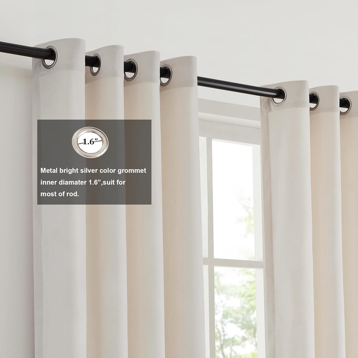 BULBUL Luxury Cream Gold Curtains 96 inches for Modern Living Room
