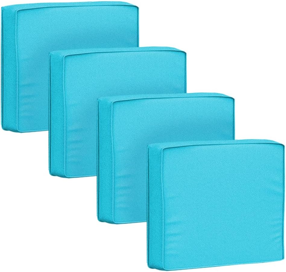 Outdoor Cushion Covers 4 Pack Waterproof&Fade Resistant Zipper Patio Furniture Cushion Covers for Couch,Sofa,Chair (Replacement Covers Only) (Cyan, 19×19×3)