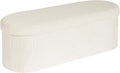B FSOBEIIALEO 43.3" Sherpa Ottoman with Storage for Living Room,Cream White