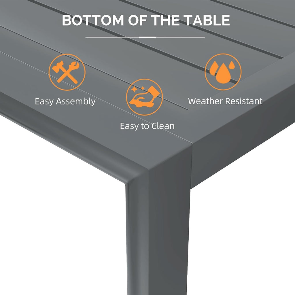 PURPLE LEAF Patio Dining Table for 10, All Aluminum Frame Height Adjustable
