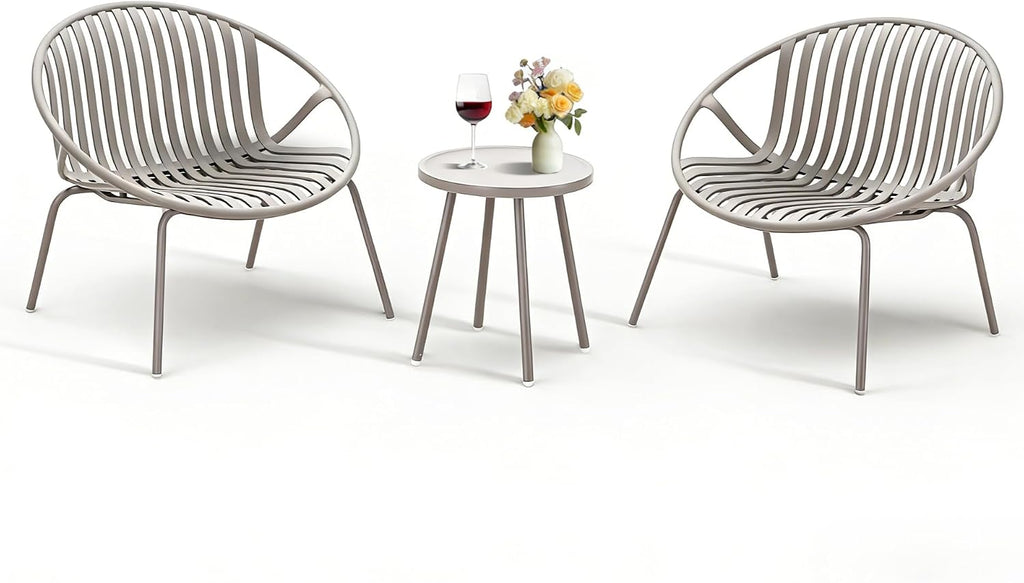 Werph 3-Piece Patio Furniture Set, Bistro Gray Table and Chairs Set of 2