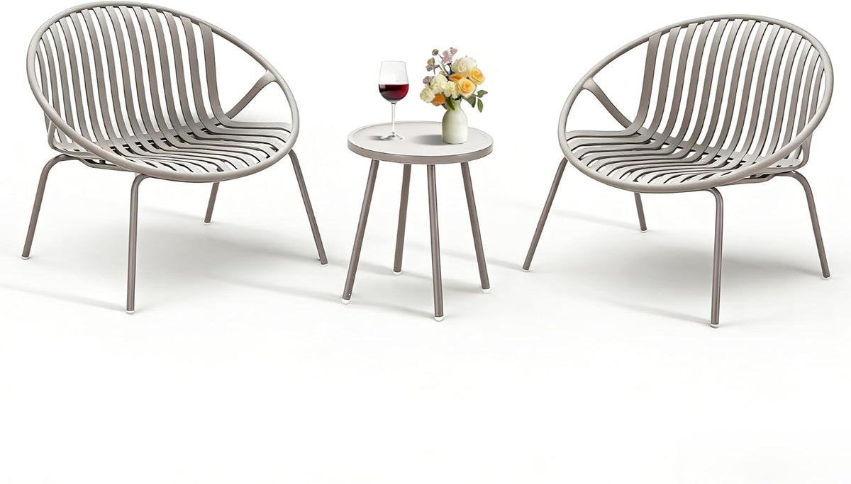 Werph 3-Piece Patio Furniture Set, Bistro Gray Table and Chairs Set of 2