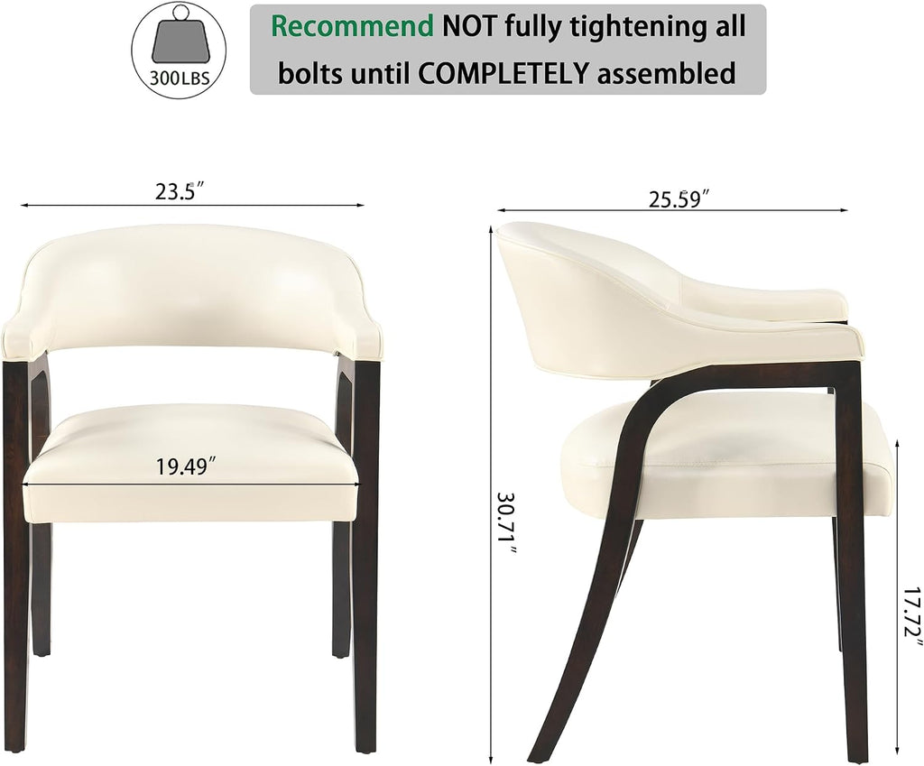 PU Leather Barrel Dining Chair Set of 4, Armchairs Set, No Table