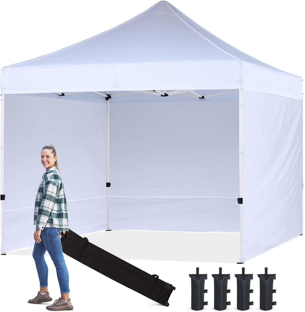 HLong 10x10 Heavy Duty Pop-Up Canopy with 4 Sidewalls, White