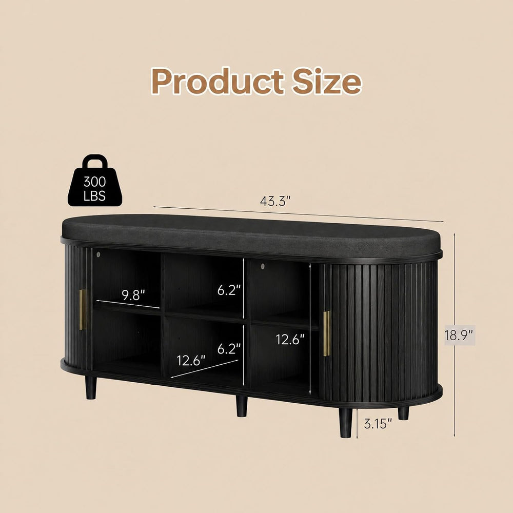 DHH 2-Tier Storage Bench,Wide Shoe Bench with Thickened Padded Seat Cushion, ...