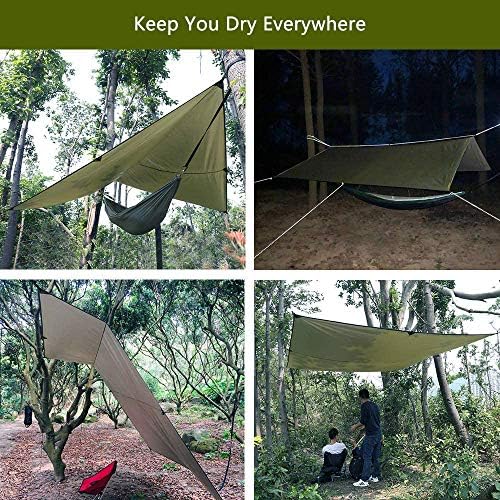 Sunyear Hammock Camping with Rain Fly Tarp and Net, Portable Camping Hammock Double Tree Hammock Outdoor Indoor Backpacking Travel & Survival, 2 Tree Straps,100% Waterproof Black Bundle